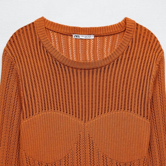 Zara Crochet Sweater in Burnt Orange - Picture 4 of 7